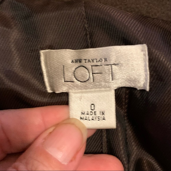 Loft Coat Zip-front wool blend brown overcoat size 0 - Picture 3 of 7